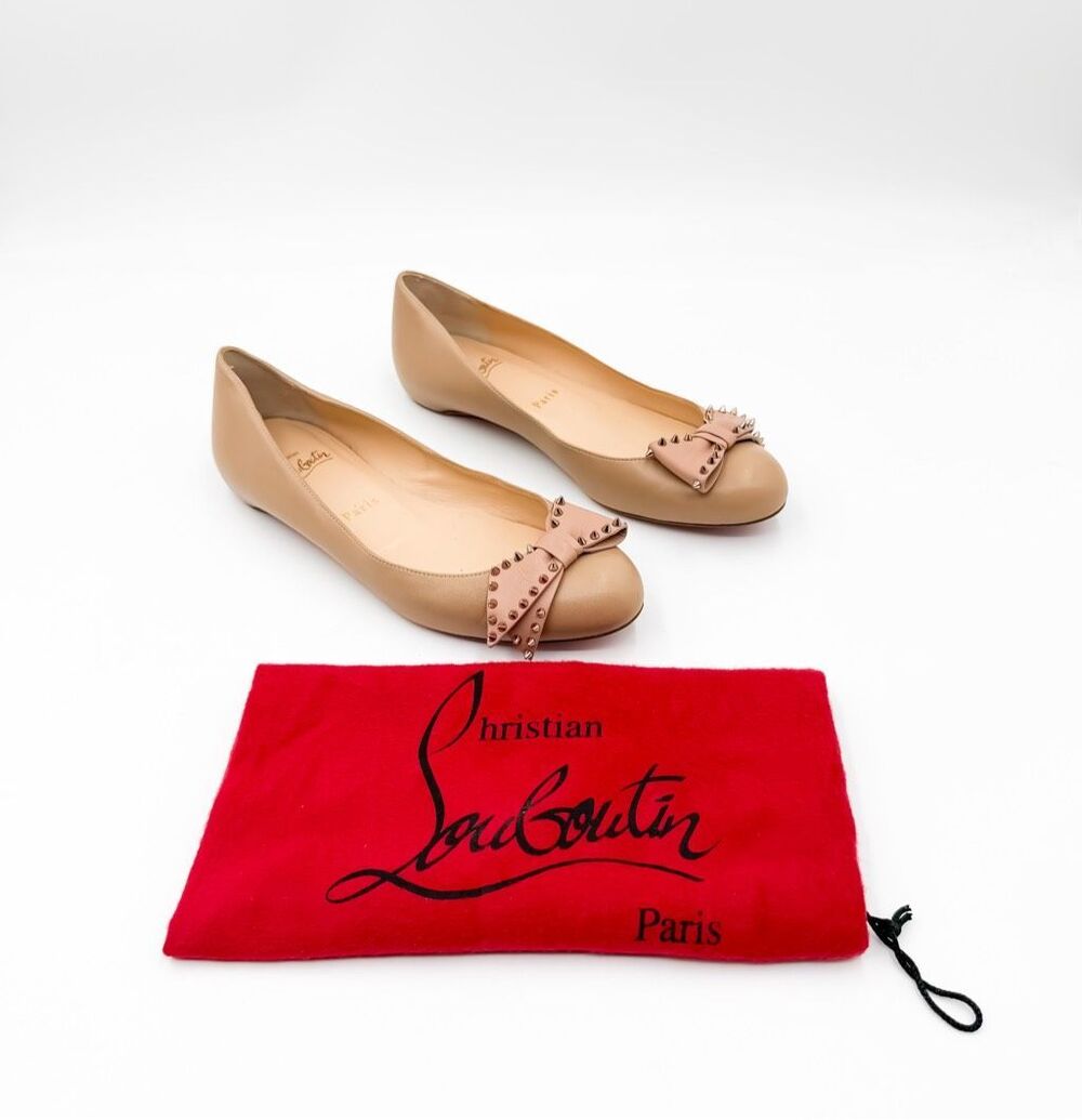 Christian Louboutin Spike Bow Ballet Ballalarina Flats EU 37.5 US 7.5